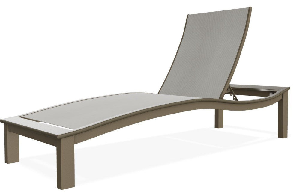 Bazza Sling 4-Position Contour Outdoor Chaise Lounge, Augustine Oyster/Beachwood
