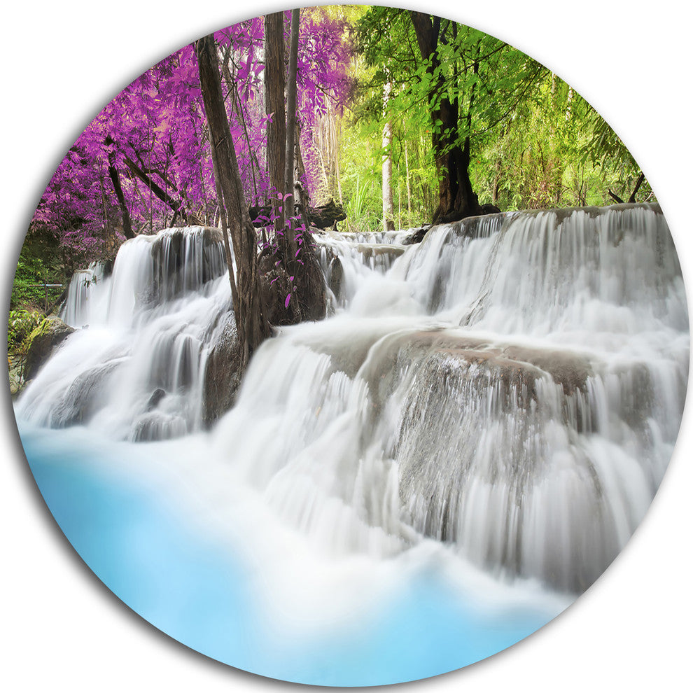 Erawan Waterfall, Photography Round Wall Art, 36"