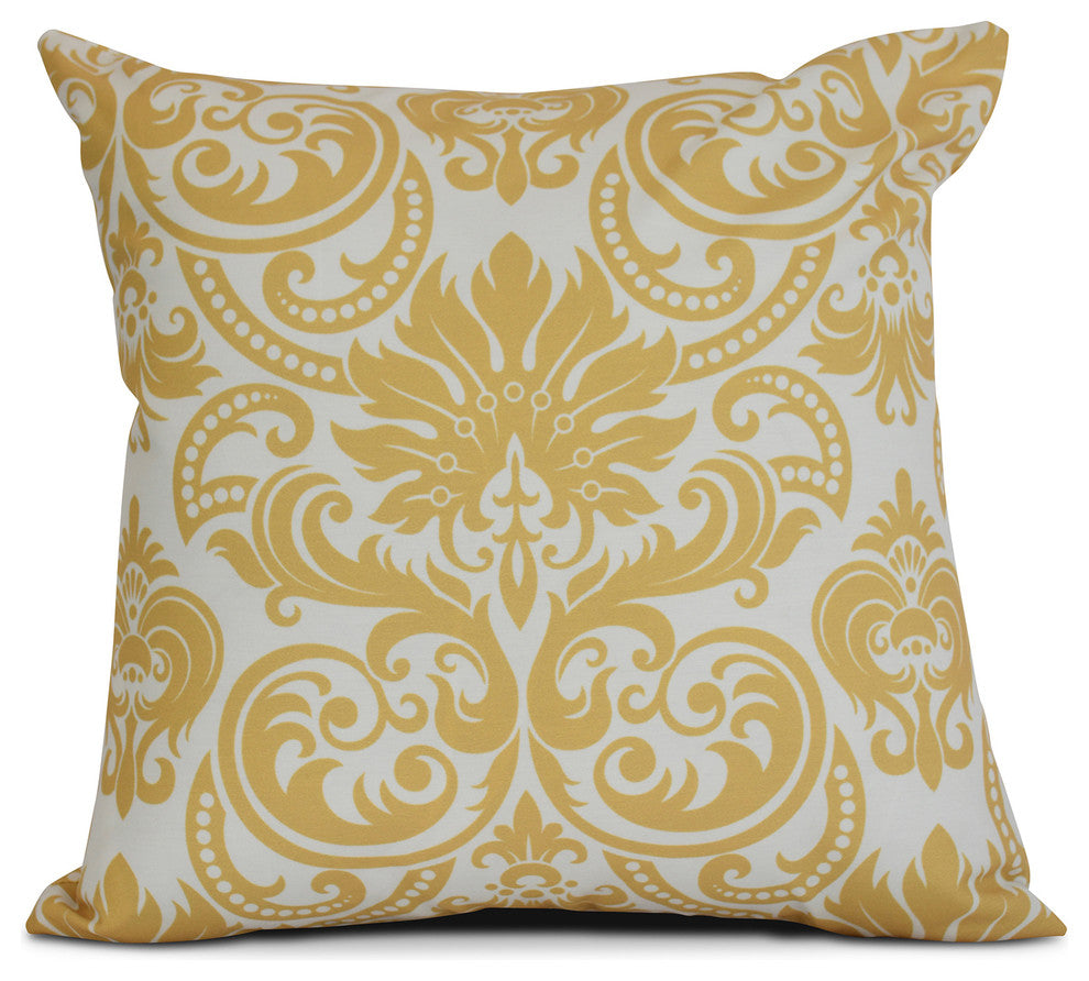 26x26", Alexys, Floral Print Pillow, Gold