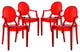 Modern Red Casper Dining Armchairs Set of 4