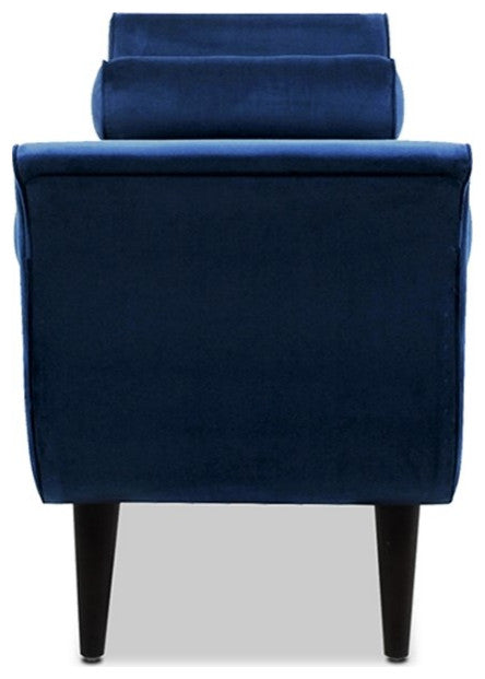 Alma 65" Tufted Entryway Bench With Bolster Pillows, Navy Blue Velvet