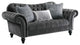 HomeRoots 79" X 37" X 37" Dark Gray Velvet Loveseat With3 Pillows