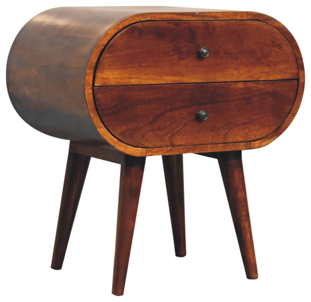 Large Chestnut Circular Bedside