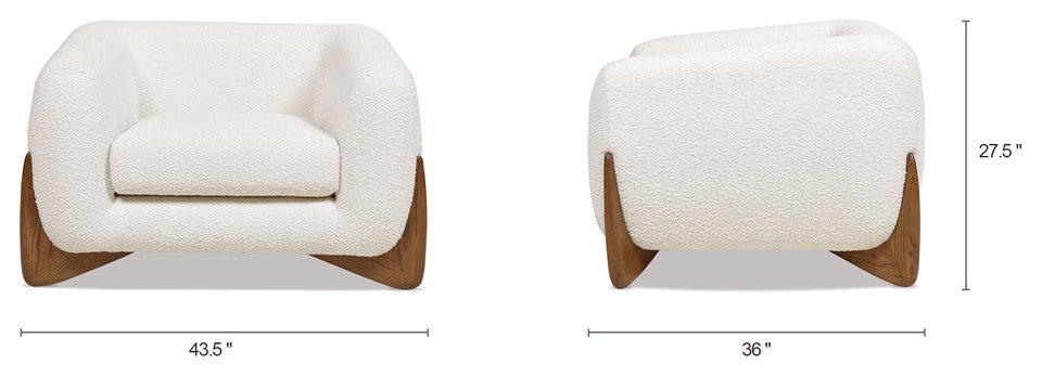 Alpine 44" Sherpa Arm Chair, Ivory White Boucle
