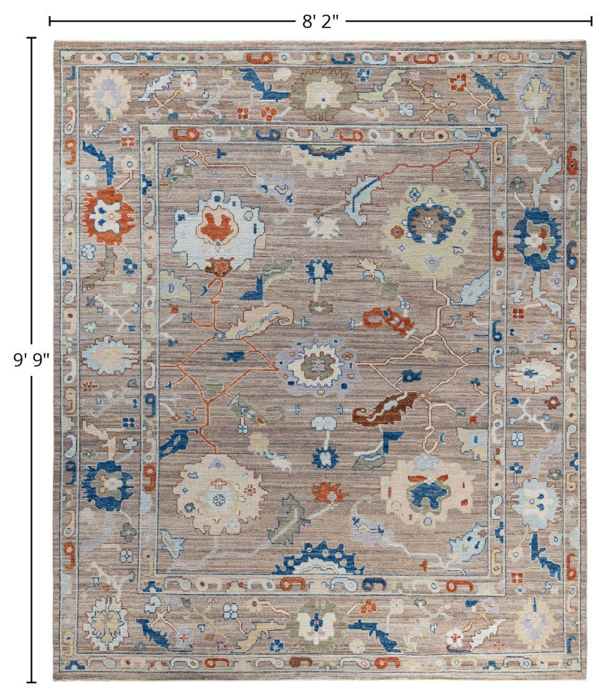 Oushak One-of-a-Kind Hand-Knotted Area Rug Beige, 8'2" x 9'9"