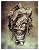 "Fantasy Clown Joker Tattoo Sketch" Digital Metal Wall Art, 3 Panels, 28"x36"
