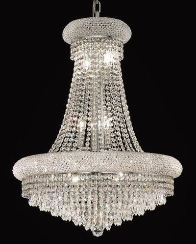 Elegant Primo Dining Room Light, Chrome Finish With Royal Cut Crystal