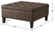 Madison Park Leathered Tufted Square Ottoman, Brown
