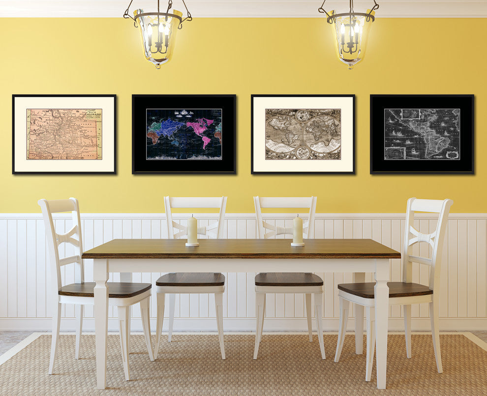 Colorado Vintage Map Print On Canvas With Picture Frame 16" X 21"