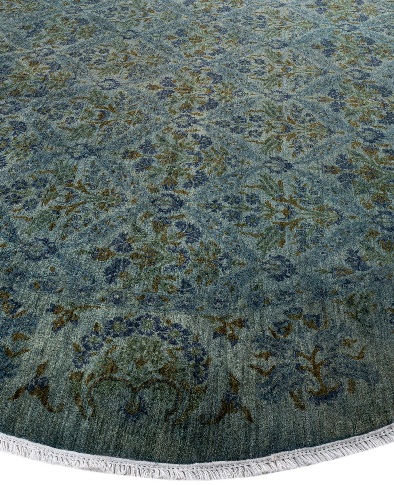 Overdyed One-of-a-Kind Hand-Knotted Area Rug Green, 10' 1" x 10' 1"
