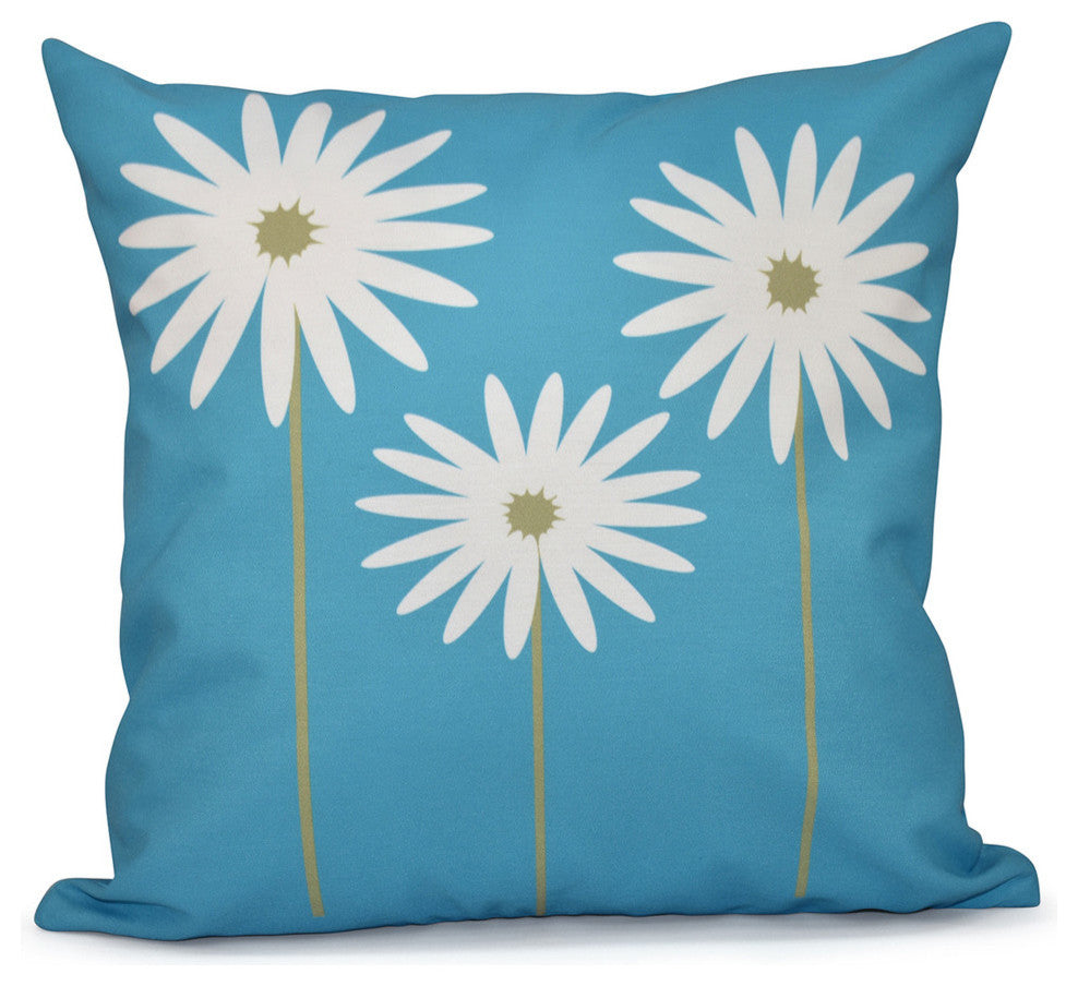 Daisy May Floral Print Pillow, Caribbean, 18"x18"