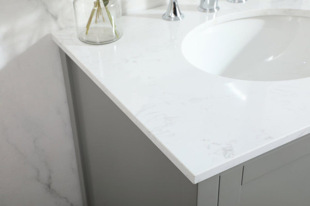 Isabel Single Bathroom Vanity, Gray, 30", Without Backsplash