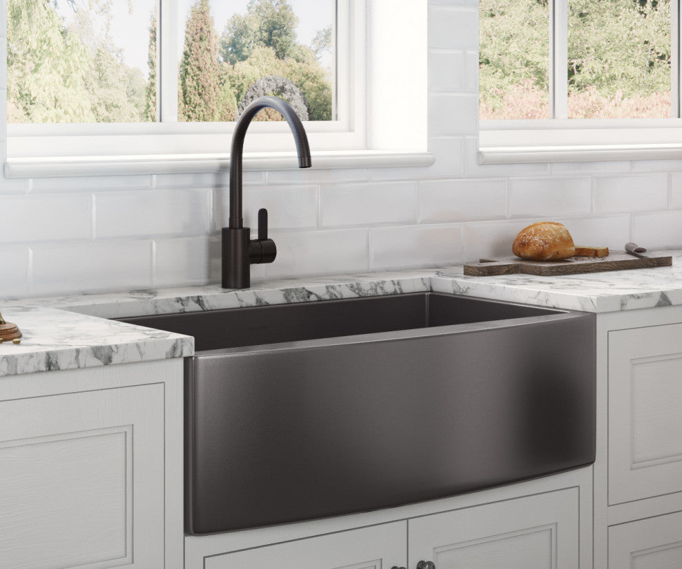36-inch Farmhouse Sink - Gunmetal Black Matte Stainless Steel - RVH9880BL