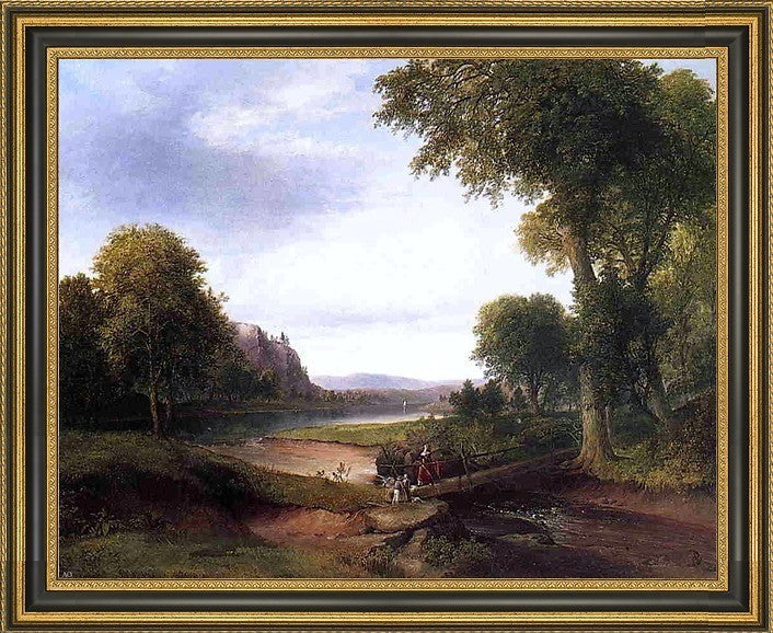 Thomas Doughty Landscape with Footbridge Framed Premium Canvas Print, 16"x20"