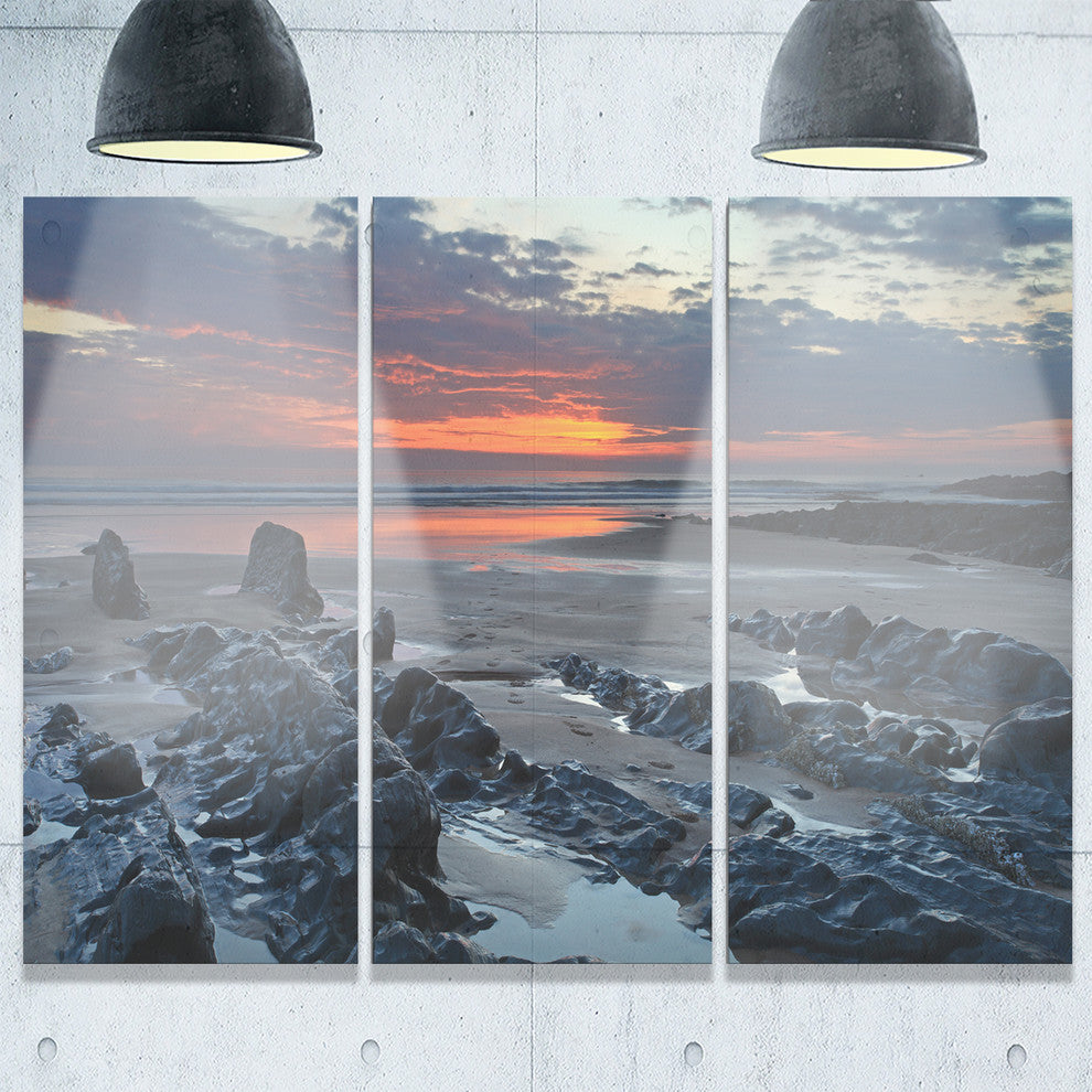 "Woolacombe North Devon Sunset" Metal Wall Art, 3 Panels, 36"x28"