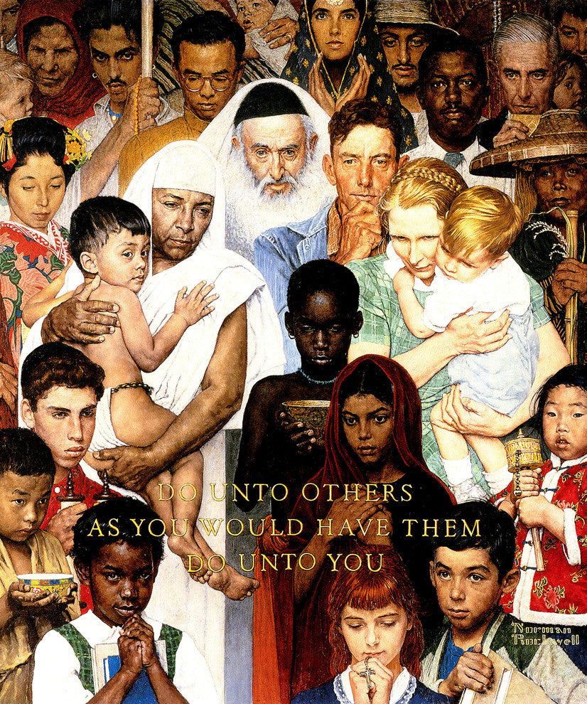 "Golden Rule" Painting Print on Canvas by Norman Rockwell