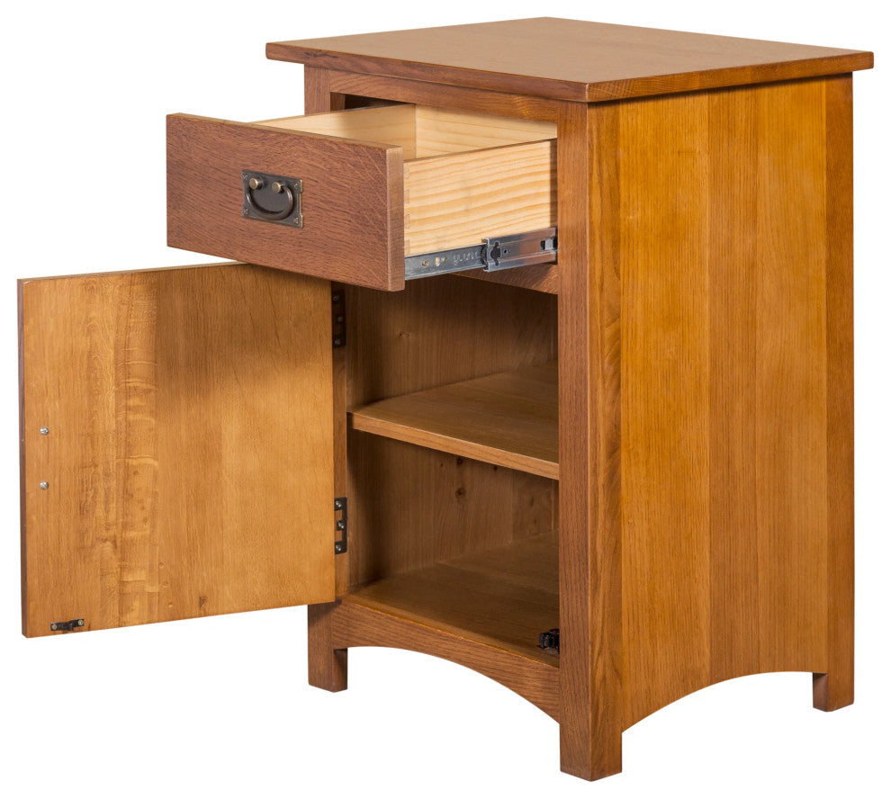 Mission Quarter Sawn Oak 1 Door, 1 Drawer Nightstand, Michael's Cherry