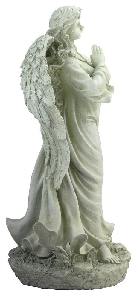 24.5" Light Olive Green Praying Angel Decorative Outdoor Garden Statue