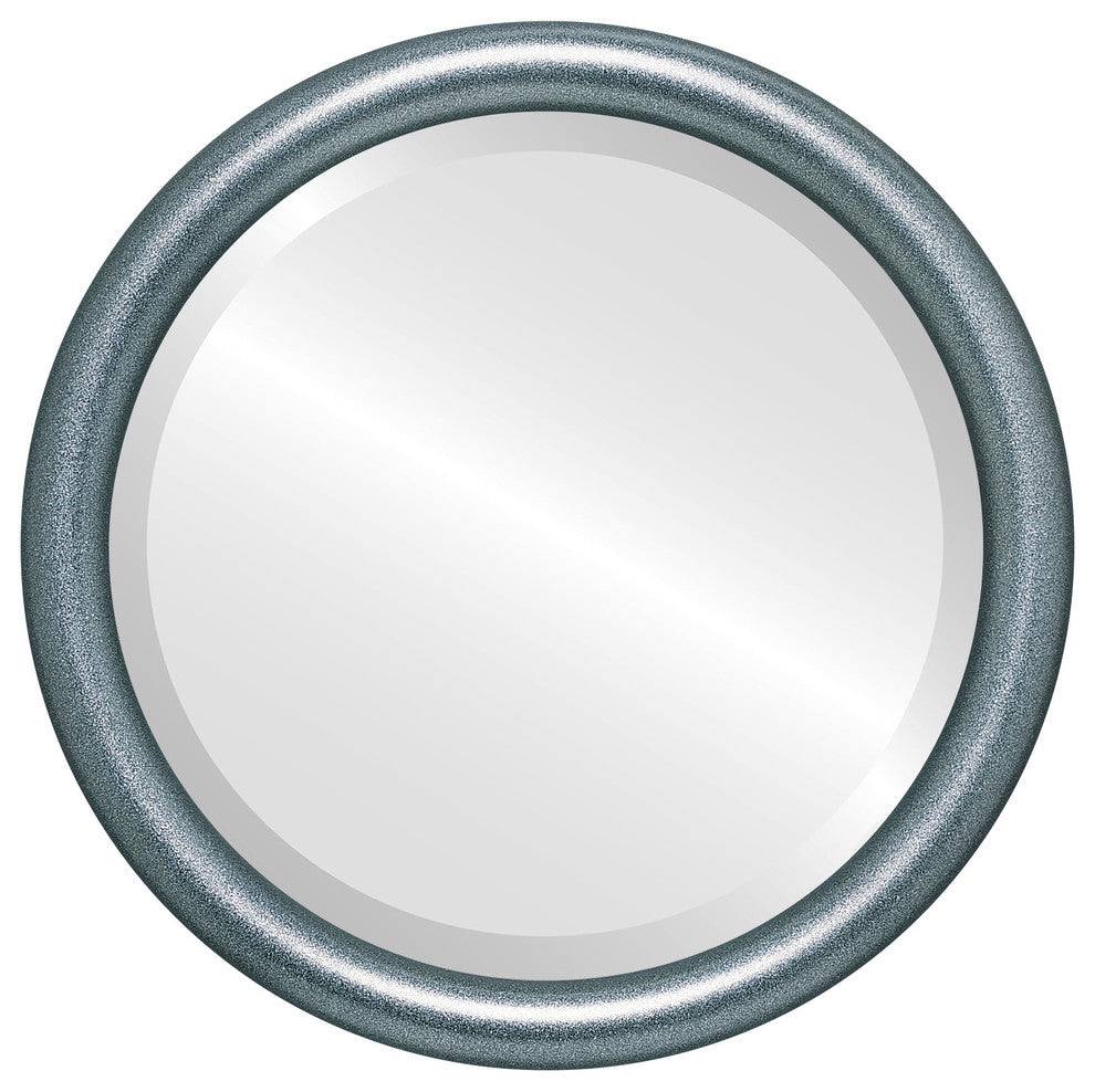Pasadena Framed Round Mirror, Black Silver, 25"x25"