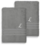 Denzi Bath Sheets With Monogrammed Letter, Set of 2, L