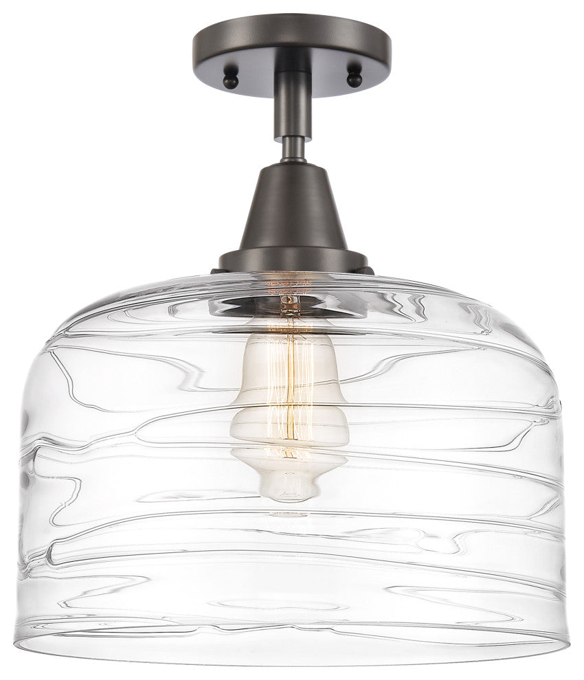 Caden X-Large Bell Flush Mount, Oil Rubbed Bronze, Clear Deco Swirl