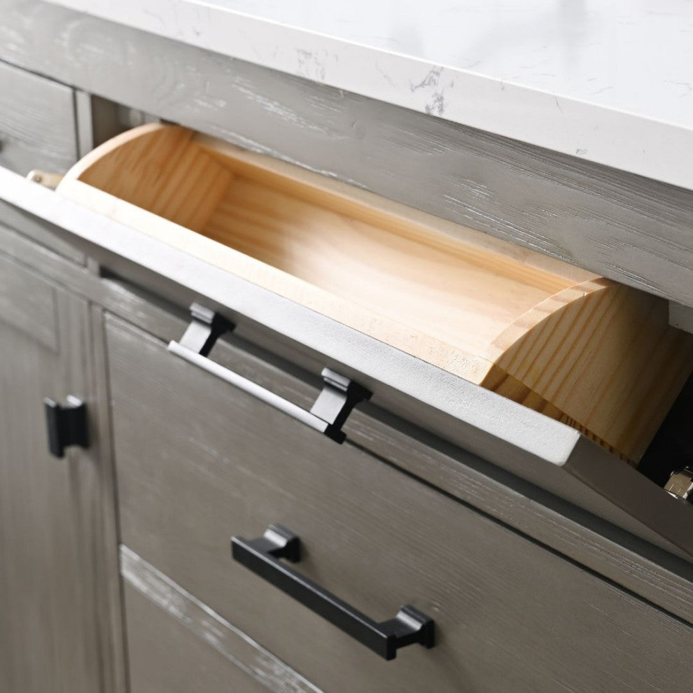 Jasper 60" Bathroom Vanity, Textured Gray, Ariston White Engineered Stone Top