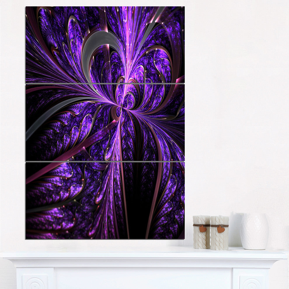 "Embossed Dark Purple Floral Shapes" Metal Wall Art, 3 Panels, 28"x36"