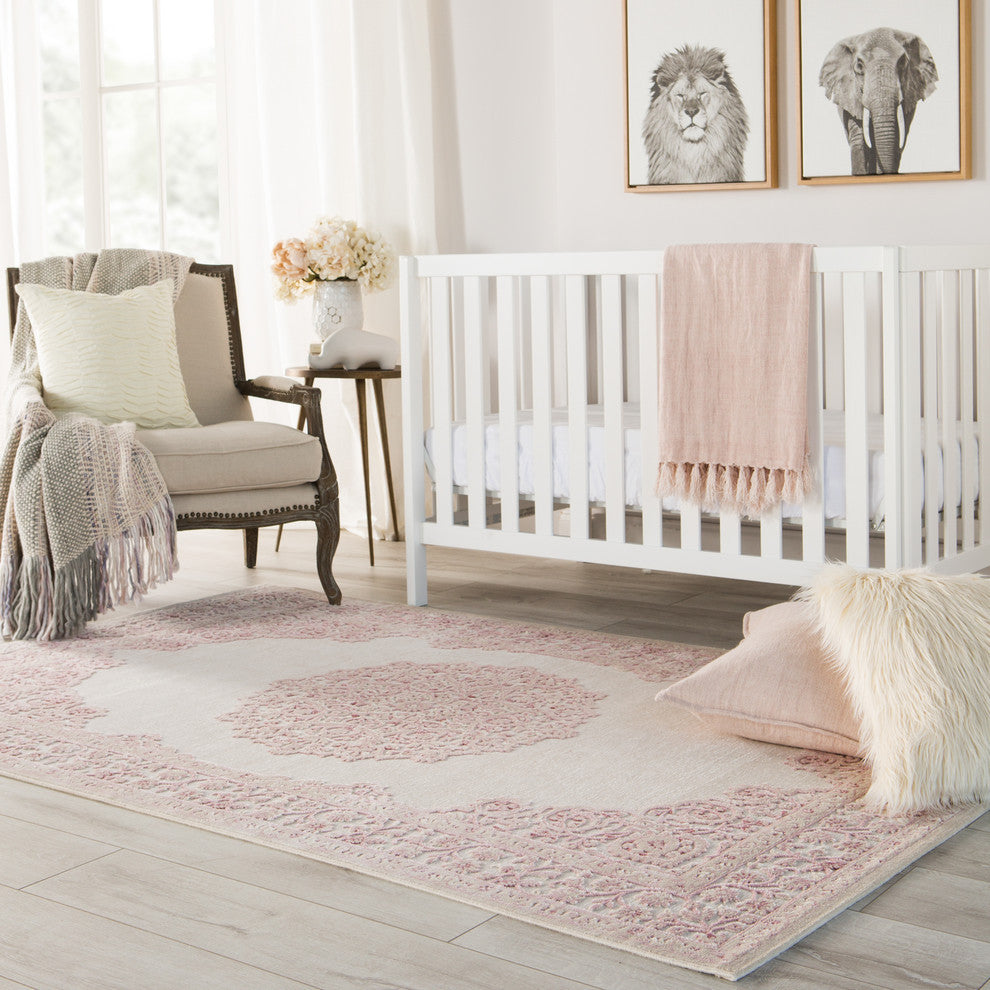 Jaipur Living Malo Medallion Pink/White Area Rug, 2'x3'