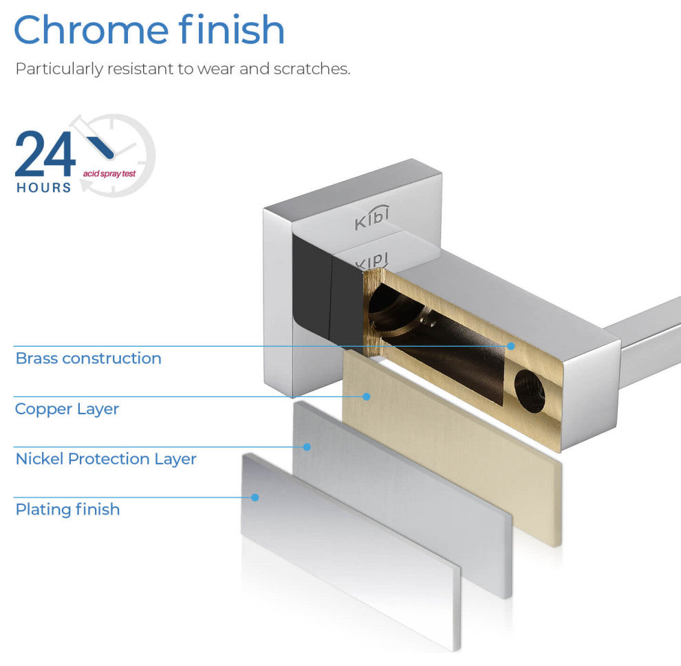 Cube 24" Bathroom Towel Bar KBA1504, Chrome