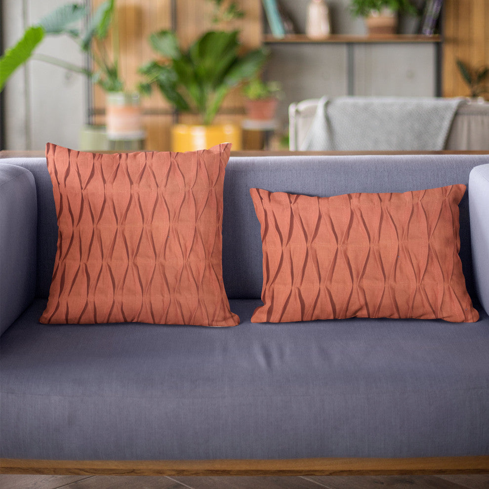 Plutus Red Tucked Solid Color Luxury Throw Pillow, 26"x26"