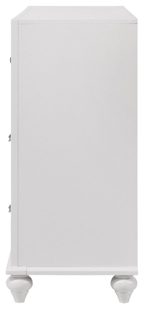 Contemporary Double Dresser, Glittering Accents & Diamond Chrome Hardware, White