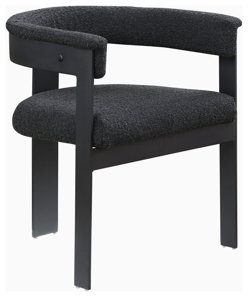 Romeo Upholstered Dining Chair, Set of 2, Black, Boucle Fabric, Matte Black