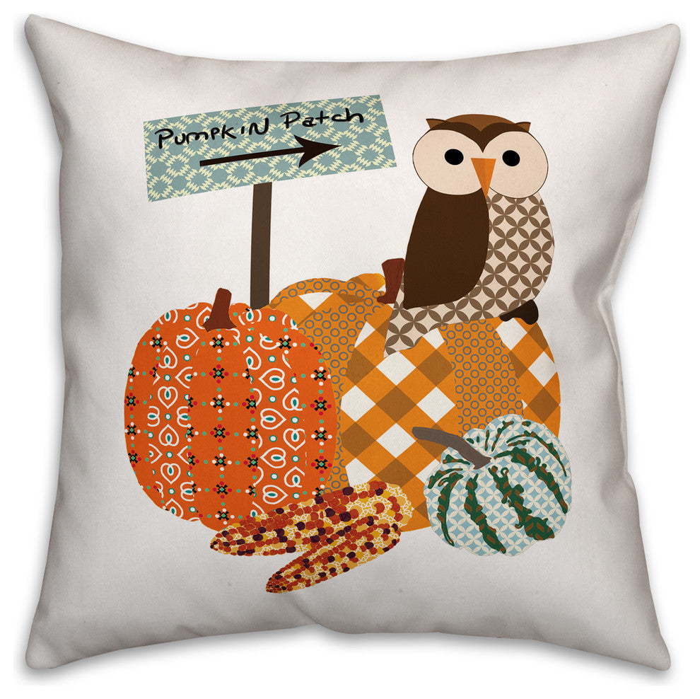 Pumpkin Patch Owl 16x16 Spun Poly Pillow