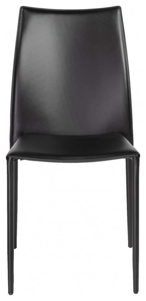 Set of 2 Premium All Black Stacking Dining Chairs