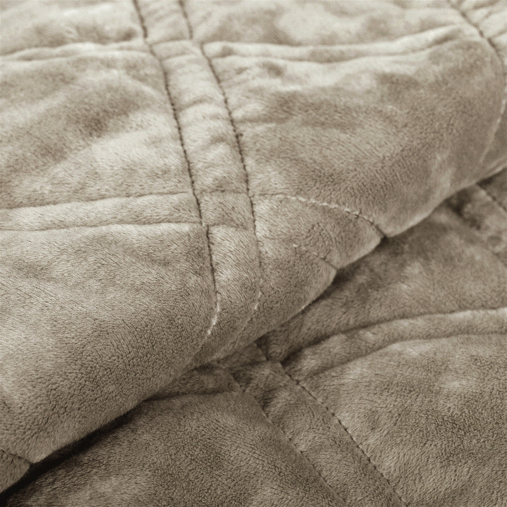 Supersoft Microplush Quilted 4-Piece Bed Spread Set, Oatmeal, Queen