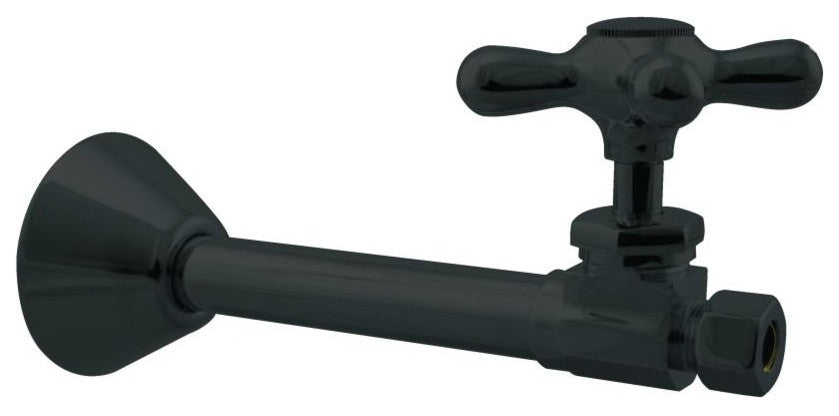 Straight Stop - 1/2" Copper Sweat X 3/8" Od Comp. In Powder Coated Flat Black