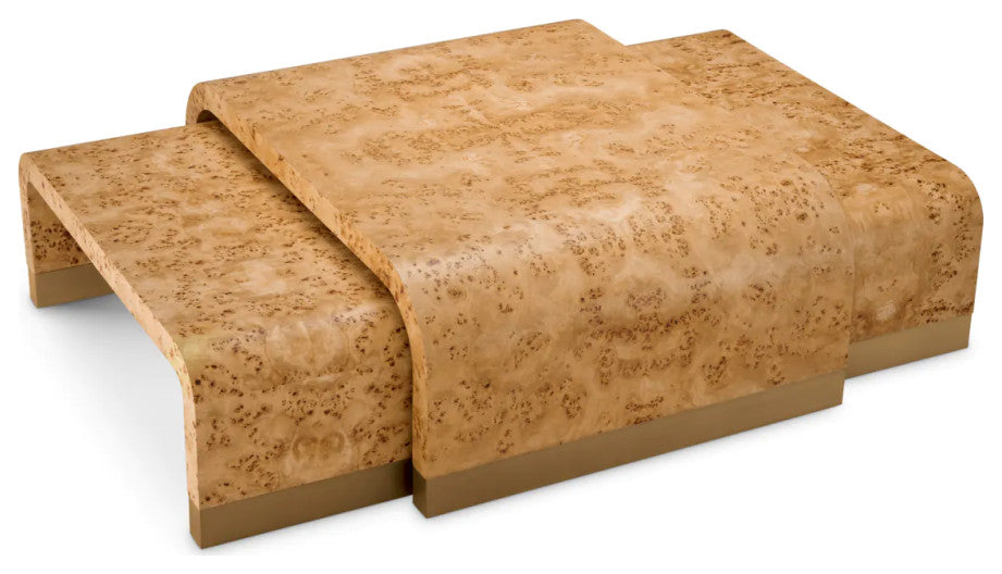 Mappa Burl Coffee Table Set, 3, Eichholtz Quinton