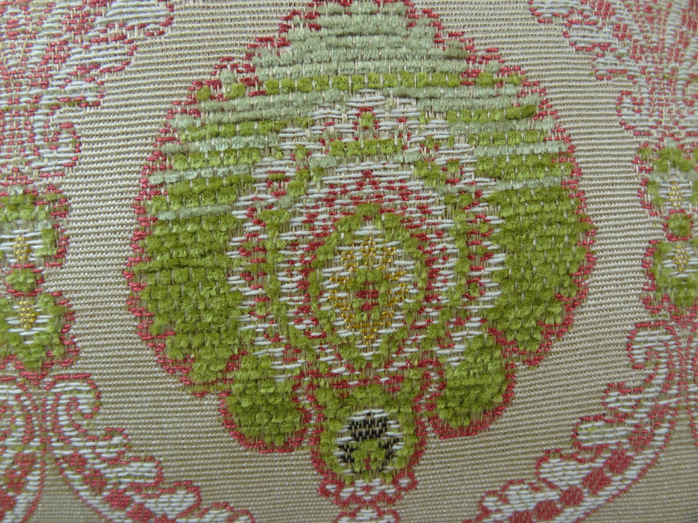 Tulip Garden Pink and Green Handmade Luxury Pillow, 12"x20"