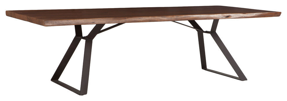 Nottingham 106-Inch Acacia Wood Live Edge Dining Table in Walnut Finish