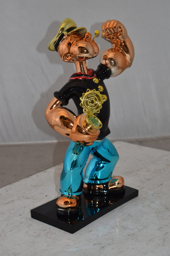 Iconic Black Popeye smaller Resin Statue  Size: 11" x 6" x 17"H