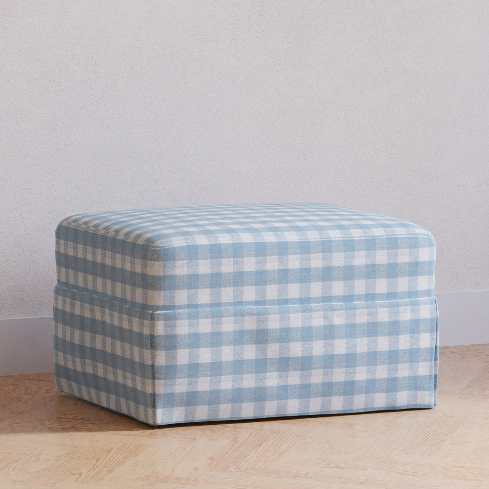 Crawford Gliding Ottoman, Blue Gingham