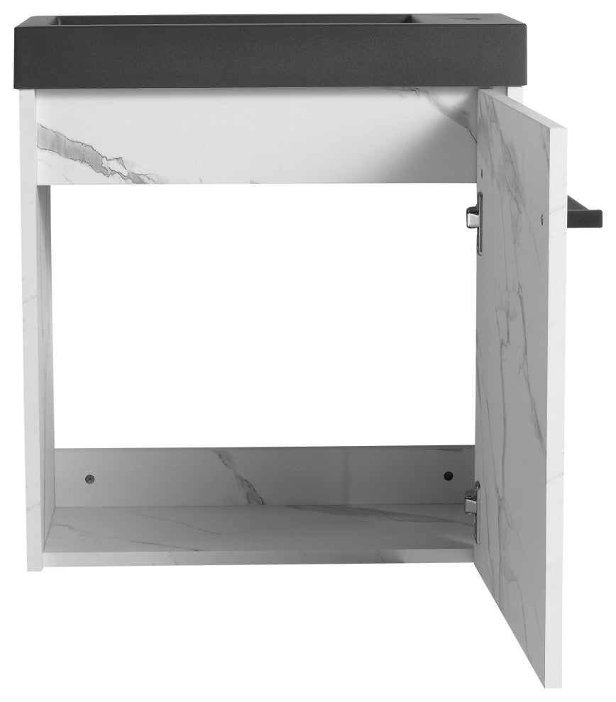 GDF Studio 20" Wall-Mounted Bathroom Vanity, Resin Sink & Soft-Close Cabinet