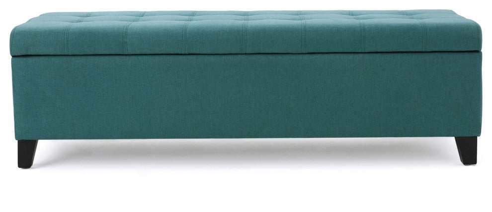 GDF Studio Sterling Fabric Tufted Storage Ottoman, Dark Teal