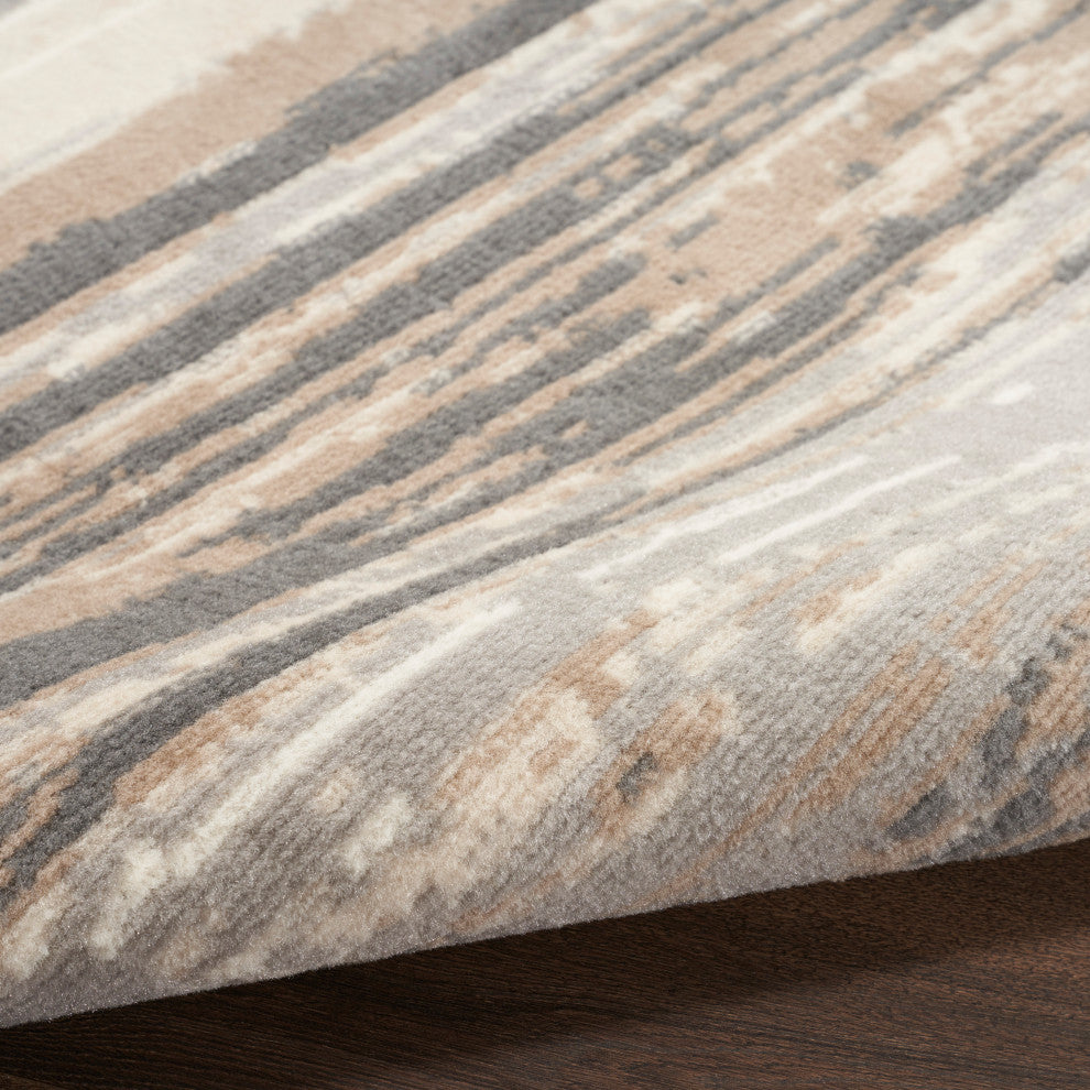 Nourison Jubilant 2'3" x 7'3" Grey Beige Modern Indoor Rug