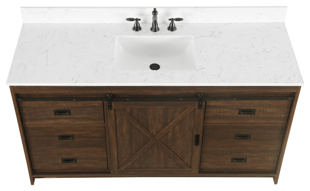 Rafter 60" Bathroom Vanity, Rustic Brown