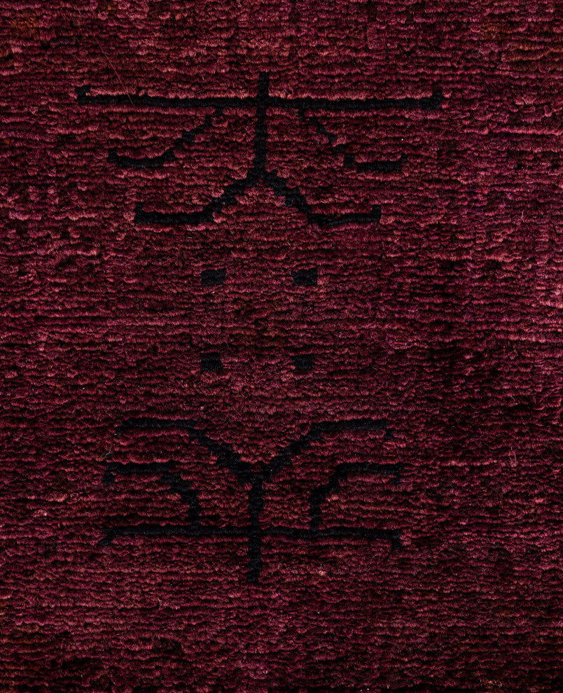 Overdyed One-of-a-Kind Hand-Knotted Area Rug Purple, 3' 1" x 10' 1"