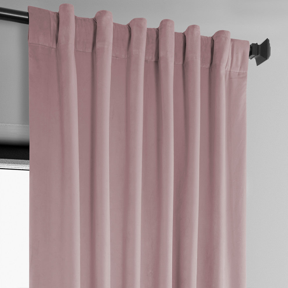 Heritage Plush Velvet Curtain Single Panel, Ballet Pink, 50"x96"