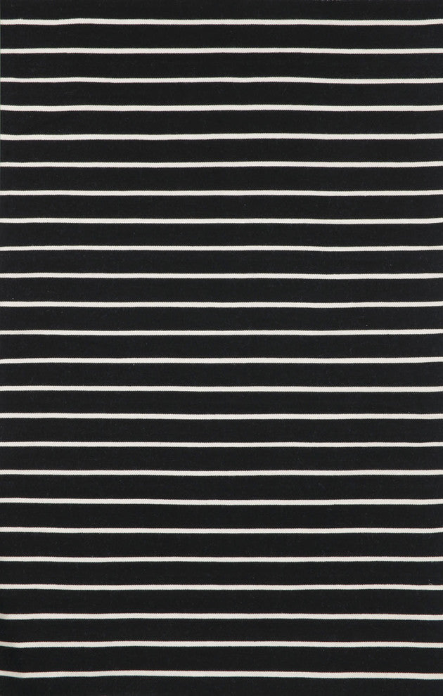 Sorrento Pinstripe Indoor/Outdoor Rug Black 3'6"x5'6'