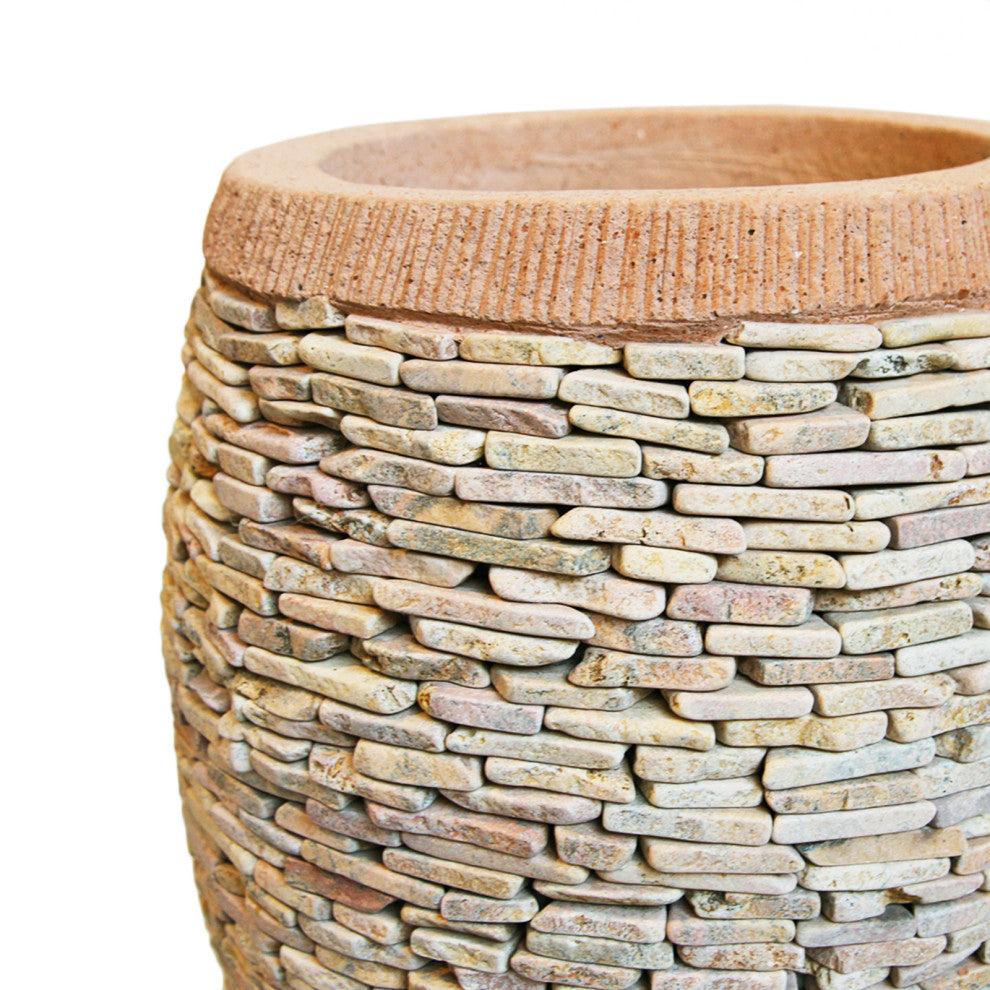 Peach Pebble Stacked Round Planter