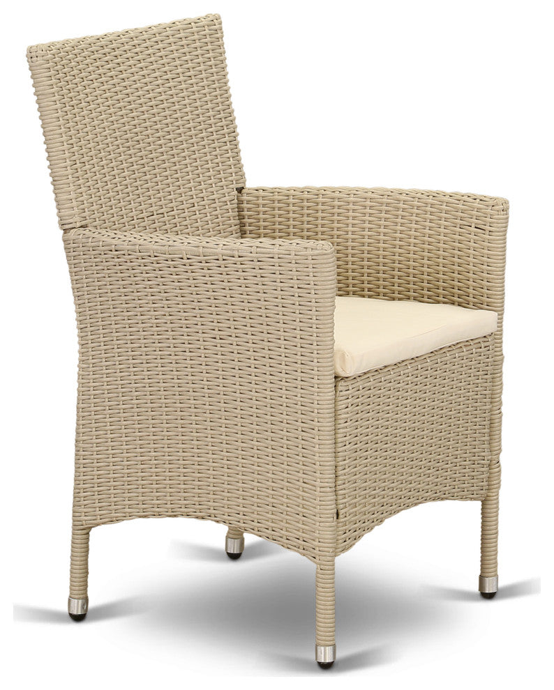 Hvlc153V Outdoor-Furniture Wicker Patio Chair In Cream Finish - Set Of 2